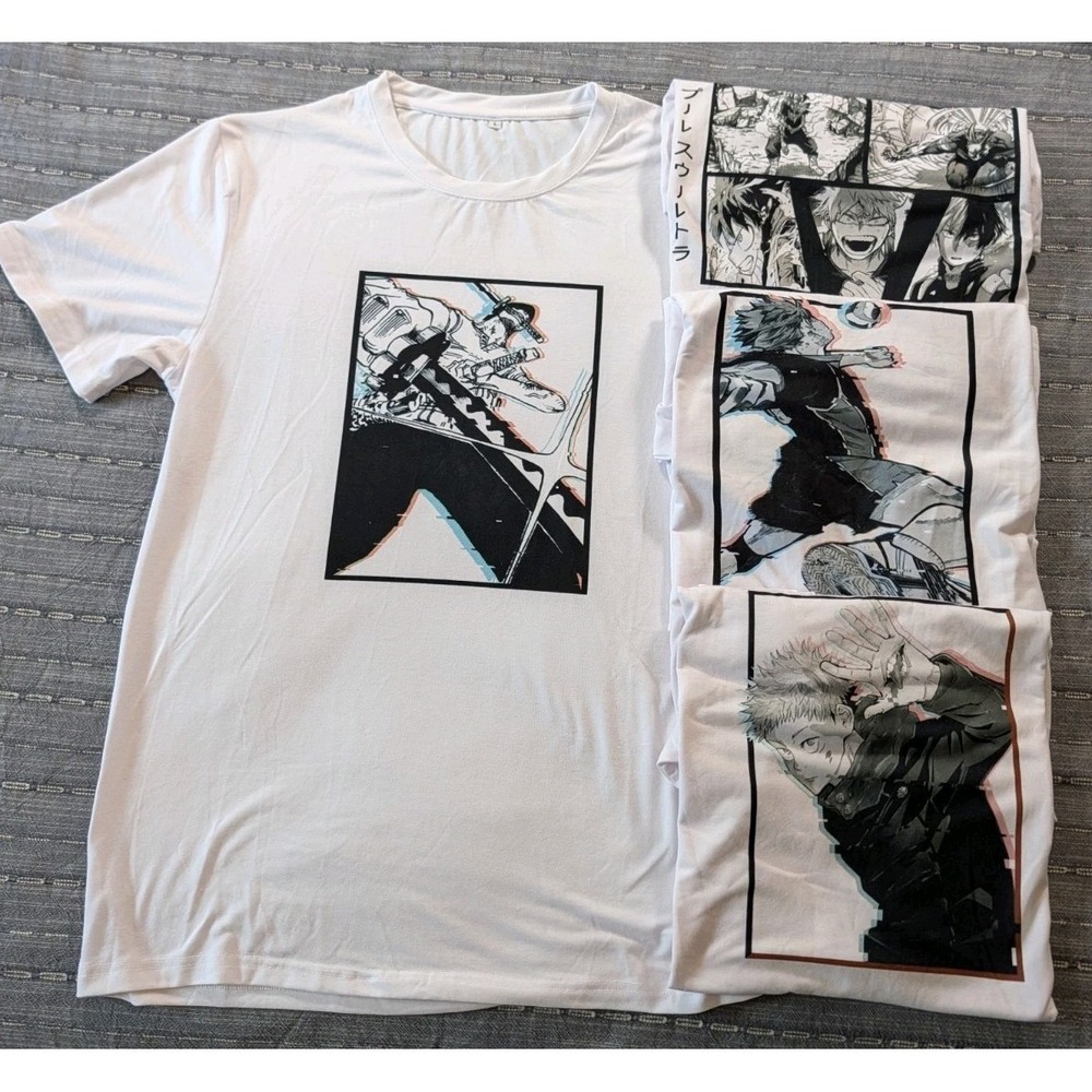 LOT OF 4 Jujutsu Kaisen Style Graphic Tees Yuji Itadori Glitch Art Custom